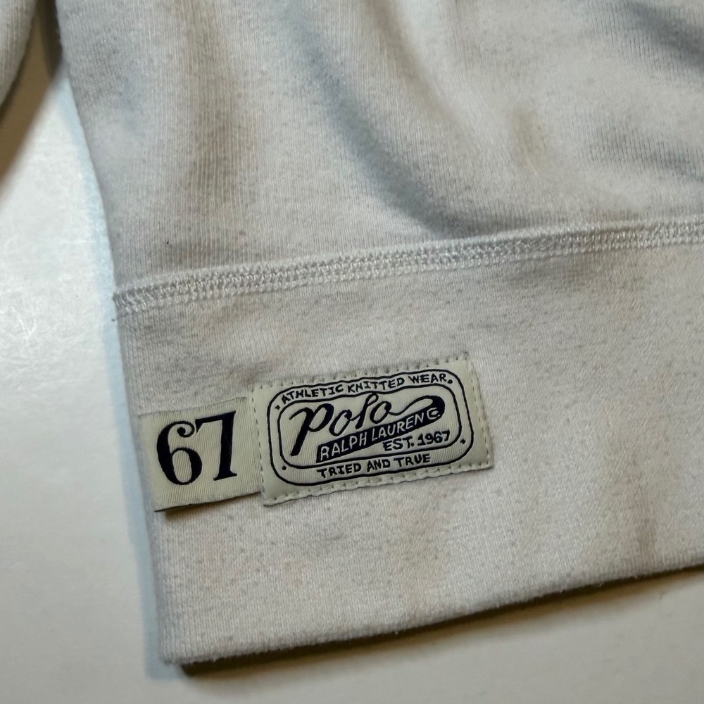Polo Ralph Lauren Sweatshirt Mens Large White Fair Stained Applique Logo - Picture 2 of 11